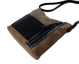 Dámská crossbody kabelka s čelní kroko kapsičkou F-014 přírodní hnědá Sun-bags E-batoh