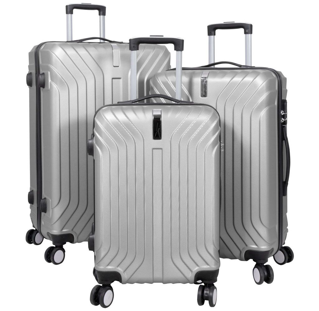 Cestovní kufry sada PALMA L,M,S SILVER BRIGHT MONOPOL E-batoh