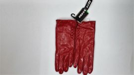 zimní kožené rukavice červené
