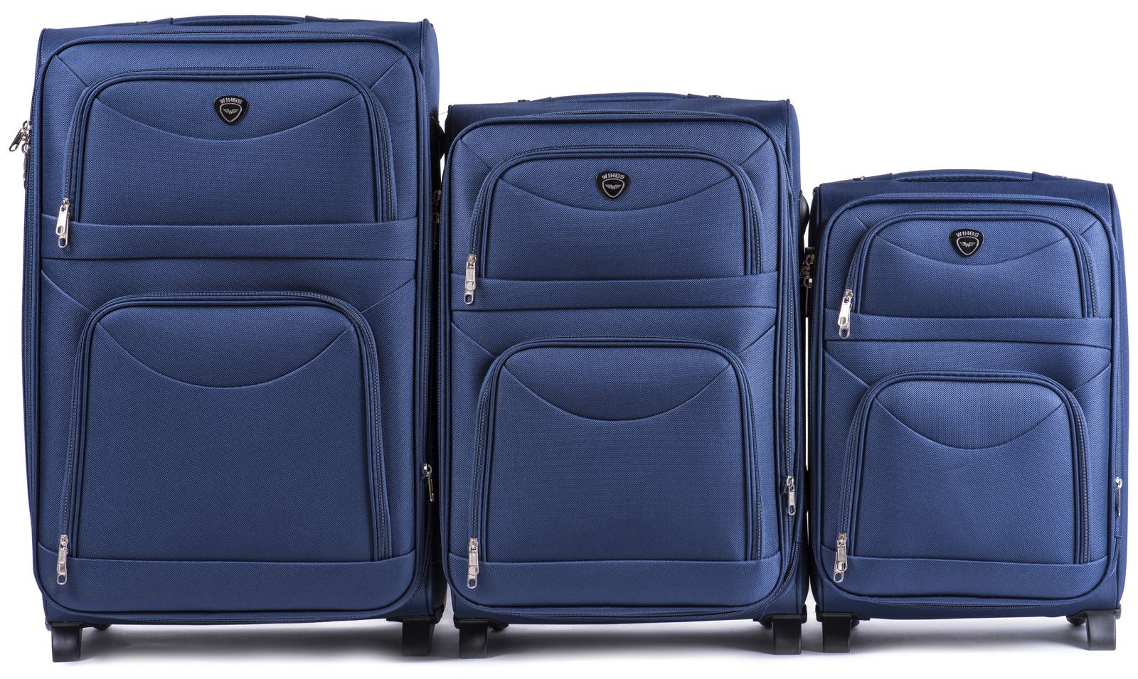 Sada 3 textilních kufrů WINGS 6802 BLUE L/M/S E-batoh