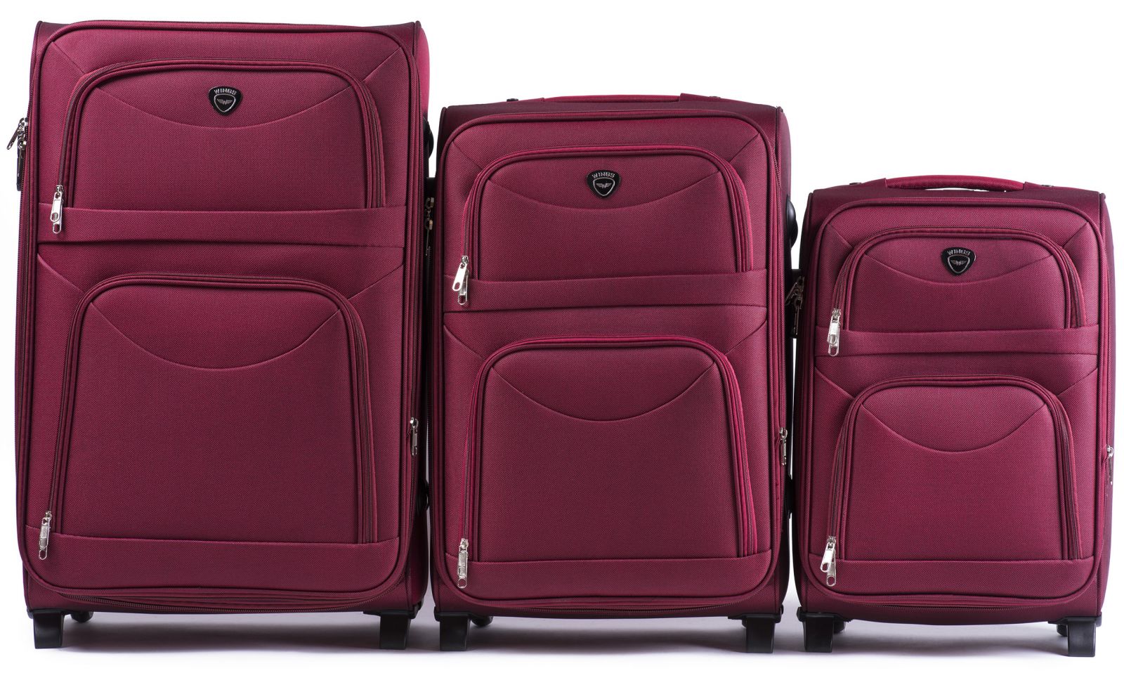 Sada 3 textilních kufrů WINGS 6802 RED L/M/S E-batoh