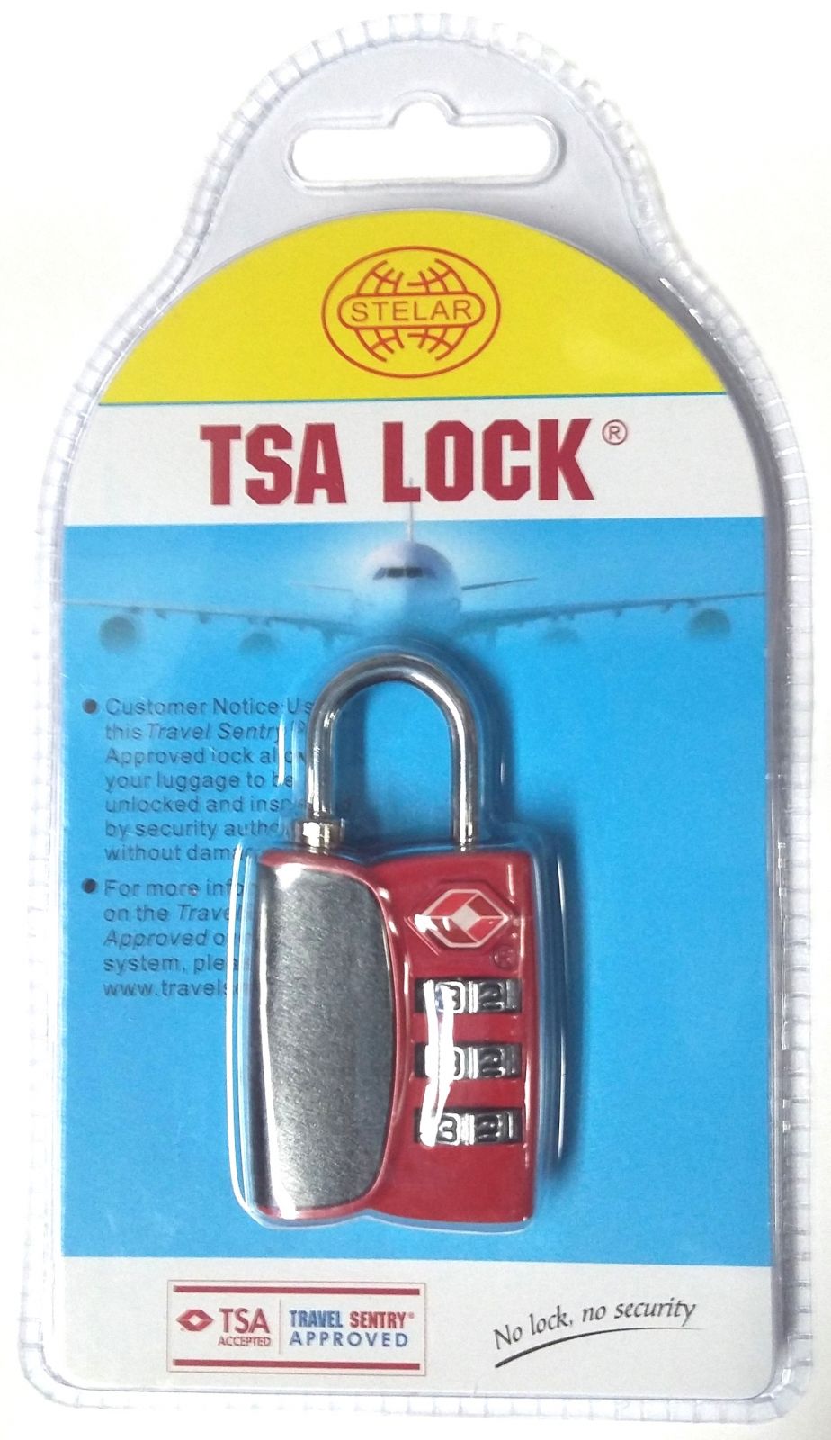 Visací kódový zámek TSA - červená