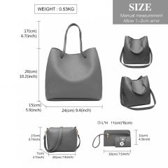 Praktický dámský kabelkový set 4v1 Miss Lulu šedá Lulu Bags (Anglie) E-batoh