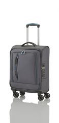 zpracovaný textilní kufr na čtyřech kolečkách s přihrádkou na notebook Travelite CrossLITE 4w S Anthracite