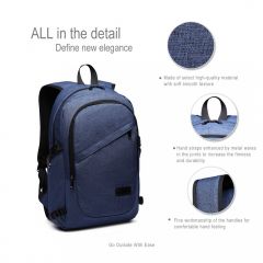 KONO modrý moderní elegantní batoh s USB portem UNISEX E-batoh
