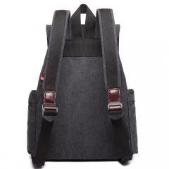 KONO velký černý multifunkční batoh s koženými doplňky UNISEX E-batoh