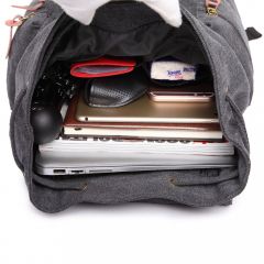 KONO velký černý multifunkční batoh s koženými doplňky UNISEX E-batoh