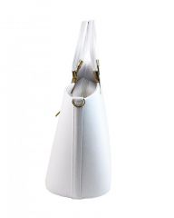 Elegantní bílá matná kabelka se zlatými doplňky S7 GROSSO E-batoh
