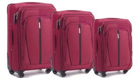 Sada 3 textilních kufrů WINGS 1706 4W DOUBLE RED L/M/S