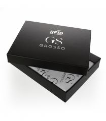 GROSSO Kožená pánská matná peněženka černá RFID se zápinkou v krabičce E-batoh
