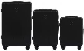 Cestovní kufry sada WINGS AFRICAN ABS- PC BLACK L,M,S