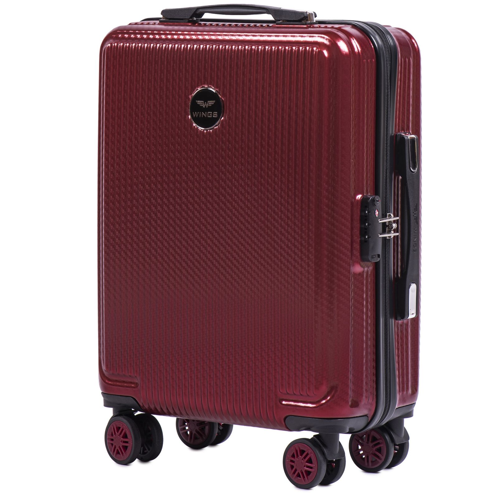 Cestovní kufr WINGS ABS POLIPROPYLEN VINE RED malý S E-batoh
