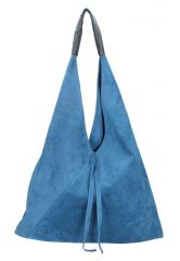 Kožená velká dámská kabelka Alma džínová modrá