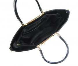Luxusní kabelka černá lakovaná S7 zlaté kování GROSSO E-batoh