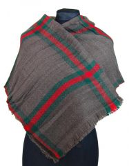 NEW BERRY dámská pletená šála / pléd BC717 hnědo-šedá