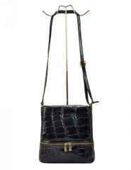 Kožená dámská crossbody kabelka v kroko designu tmavě šedá BORSE IN PELLE E-batoh