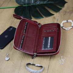Gregorio luxusní červená dámská kožená peněženka v dárkové krabičce E-batoh