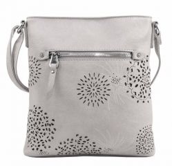 Crossbody dámská kabelka v květovaném designu světle šedá 5432-BB