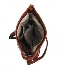 Hnědá crossbody dámská kabelka v kroko designu NEW BERRY E-batoh