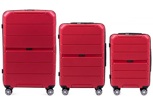 Cestovní kufry sada WINGS SPARROW PP05 POLIPROPYLEN RED L,M,S