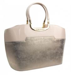 Elegantní béžová lakovaná kabelka do ruky S5 GROSSO E-batoh