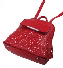 Červený dámský batůžek / kabelka s čelní kapsou Mahel E-batoh