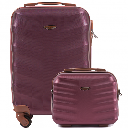 Cestovní kufr WINGS 402 ABS WINE RED malý xS + Kosmetický kufřík