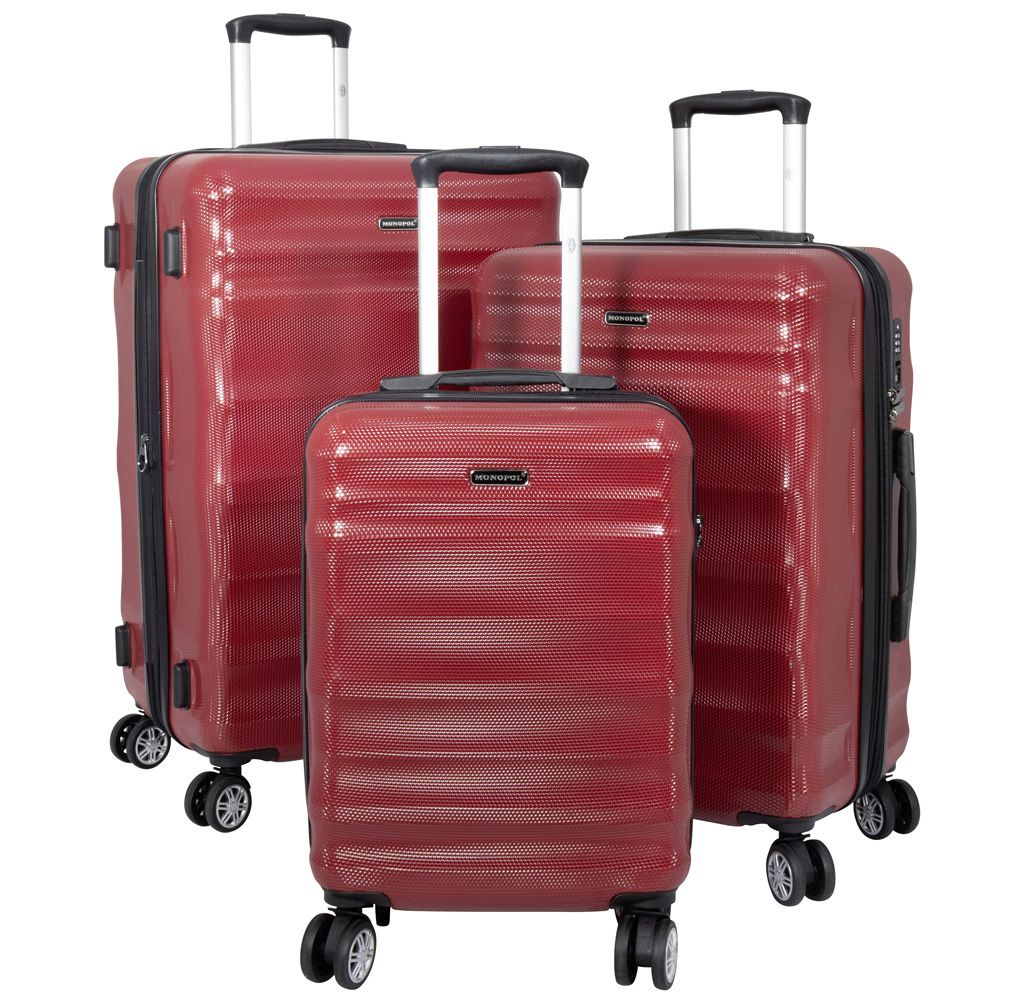 MONOPOL Cestovní kufry ABS sada BANGKOK L,M,S RED