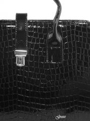 Černá lakovaná kroko dámská aktovka / taška na notebook 15.6" ST02 GROSSO E-batoh