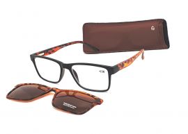 Dioptrické brýle V3050 / +2,50 black/brown flex + polarizační klip E-batoh