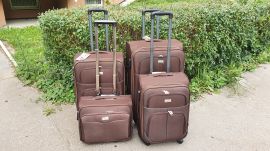 Sada 3 textilních kufrů ORMI 4W BROWN L/M/S + pilotní kufr