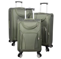 Cestovní kufry sada MARIBOR L,M,S GREEN BRIGHT MONOPOL E-batoh