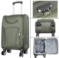 Cestovní kufry sada MARIBOR L,M,S GREEN BRIGHT MONOPOL E-batoh