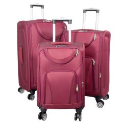Cestovní kufry sada MARIBOR L,M,S RED BRIGHT MONOPOL E-batoh
