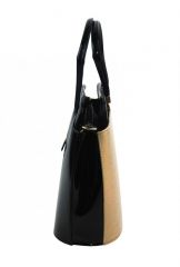 Elegantní lakovaná kabelka S482 černá-zlatá GROSSO E-batoh