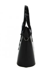 Luxusní dámská kabelka černý lak s hnědými kvítky S504 GROSSO E-batoh