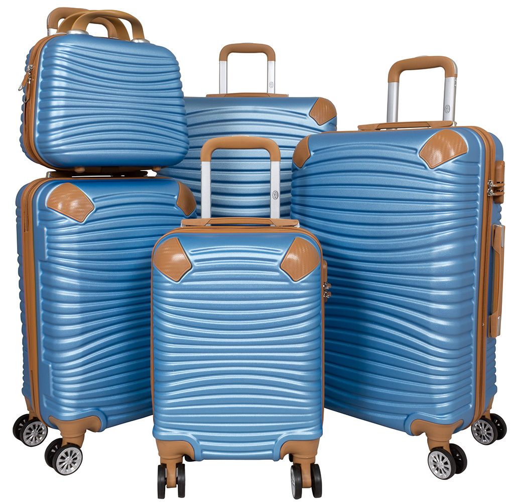 Polykarbonátová cestovní sada 5 kusů BRISBANE modrá L,M,S,XS + kosmetický kufřík