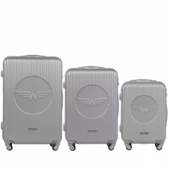 Cestovní kufry sada WINGS SWL01 ABS SILVER L,M,S