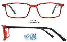 Brýle na počítač V3064 bez dioptrií s Blue light filtrem - červená