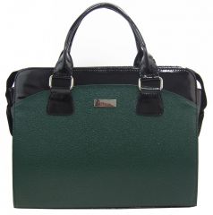 PUNCE LC-01 zelená lakovaná dámská kabelka pro notebook do 15.6 palce E-batoh