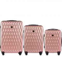 Cestovní kufry sada WINGS ABS- PC ROSE GOLD L,M,S