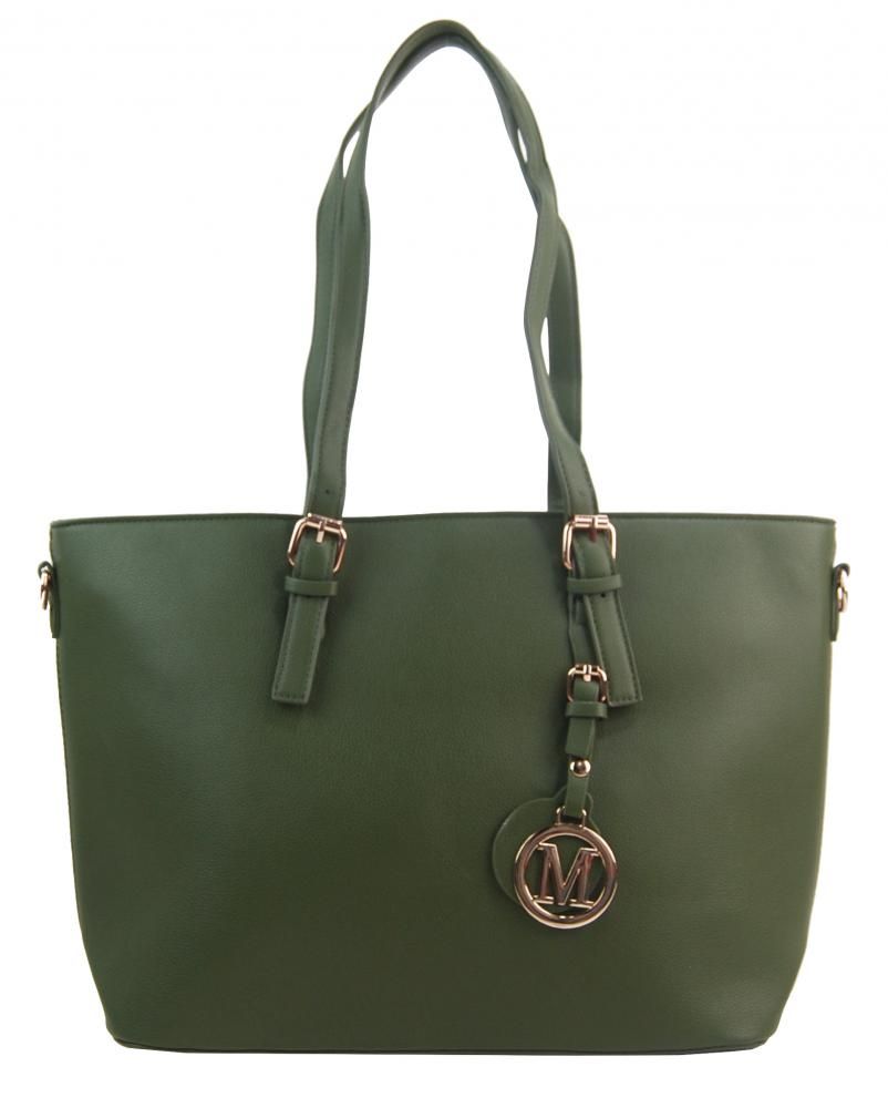Herisson Elegantní zelená velká dámská kabelka přes rameno