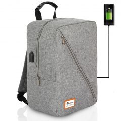 Příruční zavazadlo - batoh pro RYANAIR 1004 40x25x20 GREY- černý zip USB Reverse E-batoh