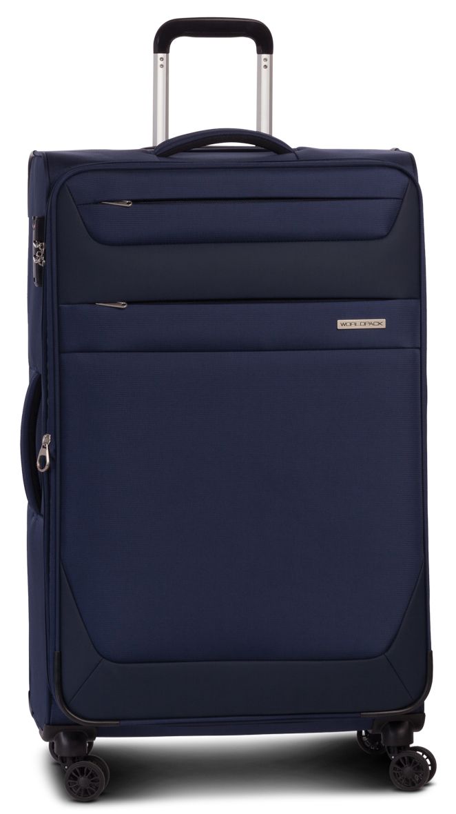 WORLDPACK Cestovní textilní kufr DUBLIN 4w BLUE velký L TSA
