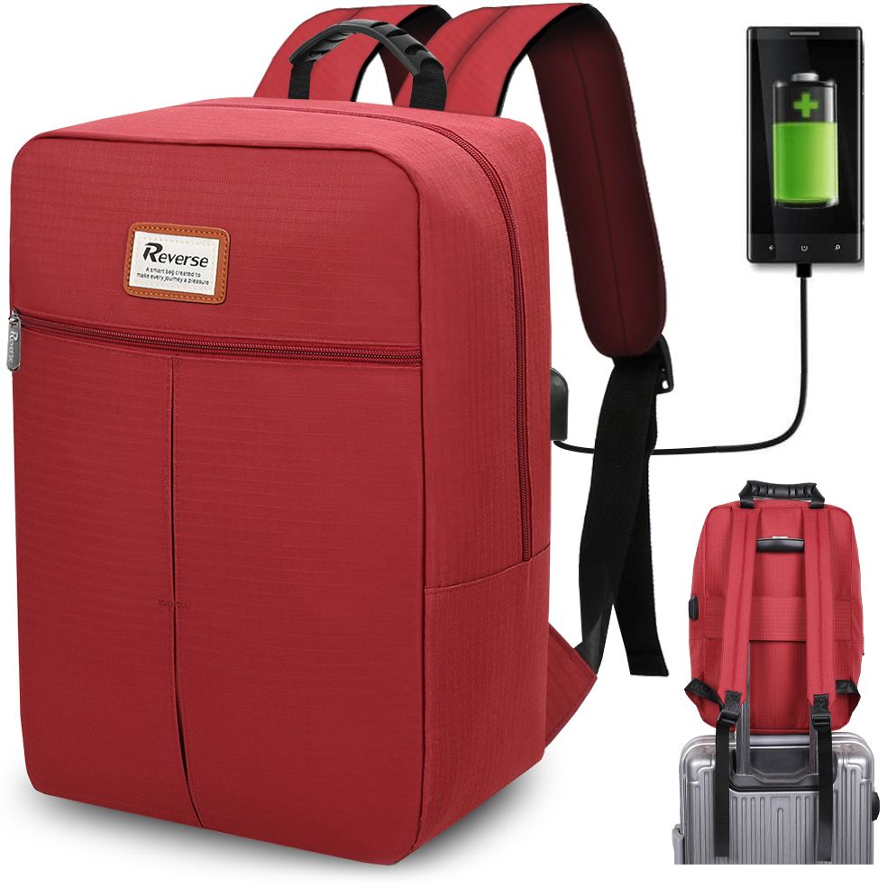 Reverse Příruční zavazadlo - batoh pro RYANAIR 2061 40x25x20 WINERED USB