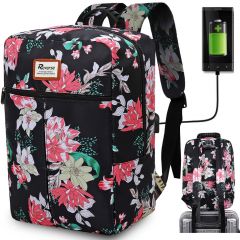 Příruční zavazadlo - batoh pro RYANAIR 2061 40x25x20 BLACK FLOWERS USB