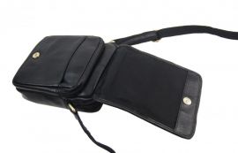 GROSSO Kožená pánská crossbody taška 18,5x22x8 cm černá E-batoh