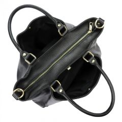 Kožená černá dámská tříkomorová kabelka do ruky MiaMore E-batoh