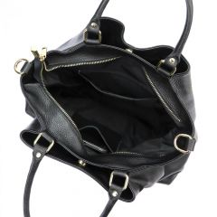 Kožená černá dámská tříkomorová kabelka do ruky MiaMore E-batoh