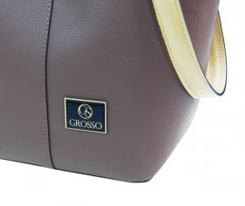 Hnědo-béžová s fialovým nádechem shopper dámská kabelka S683 GROSSO E-batoh